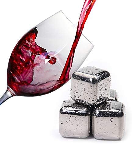 GUYUCOM Whiskey Stones Gift Set with 8 Stainless Steel Ice Cubes molds