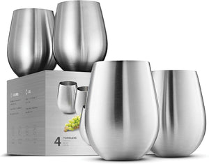 GUYUCOM 18oz Stainless Steel Wine Tumbler Set of 4