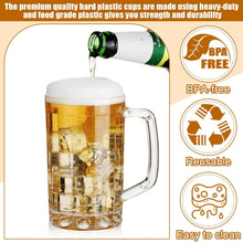 Load image into Gallery viewer, GUYUCOM Clear Plastic Beer Mug with Handles (16 oz, 10 Pcs)