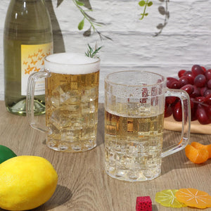 GUYUCOM Clear Plastic Beer Mug with Handles (16 oz, 10 Pcs)