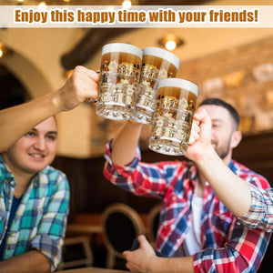 GUYUCOM Clear Plastic Beer Mug with Handles (16 oz, 10 Pcs)